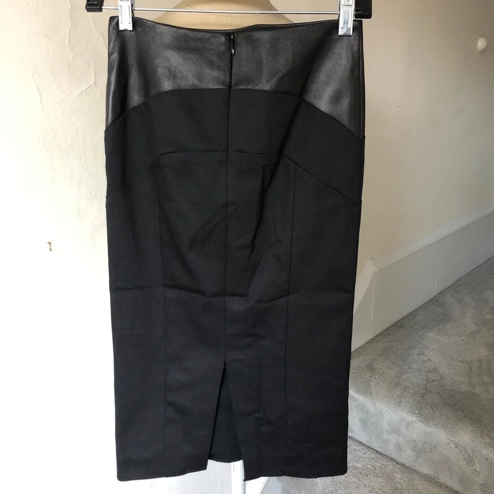 Nicole Miller High Waisted Leather Panel Skirt EUC